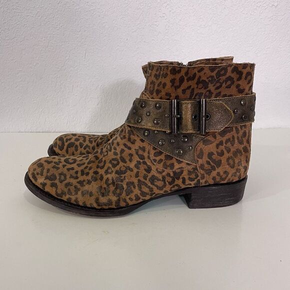 Lane Leopard Print Suede Ankle Booties - Picture 1 of 8
